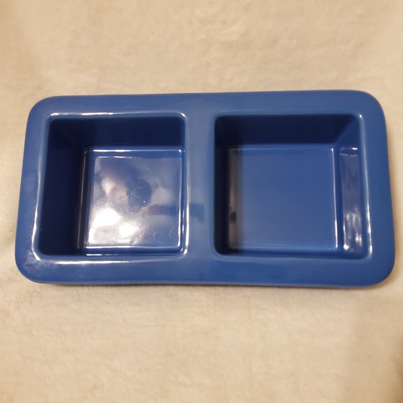 Longaberger Pottery Woven Traditions Blue Divided Dish - Picture 3 of 7